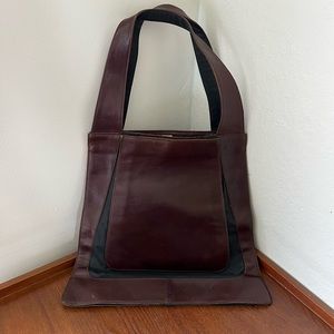 burgundy leather ply new york purse